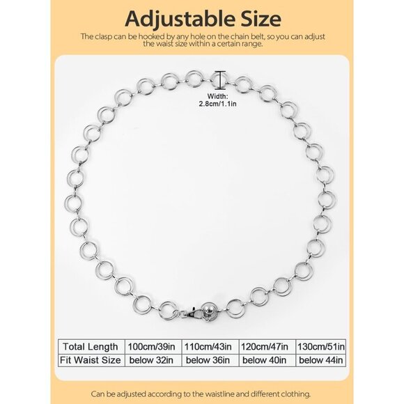 Women\'s Metal Waist Chain Adjustable Layered O-Ring Belt for Dress main image 8